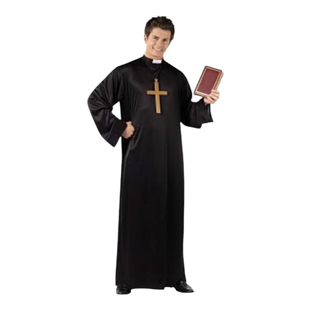 Fun World Priest Cassock Full Length Costume Mens Standard Black Halloween